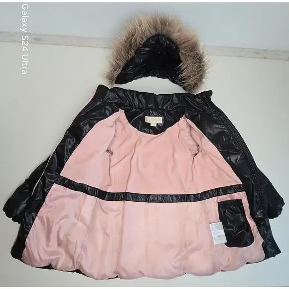 Michael Kors Puffer Jacket Insulated Fleece Lined Removable Hood Big Girls 10-12 - Picture 2 of 9